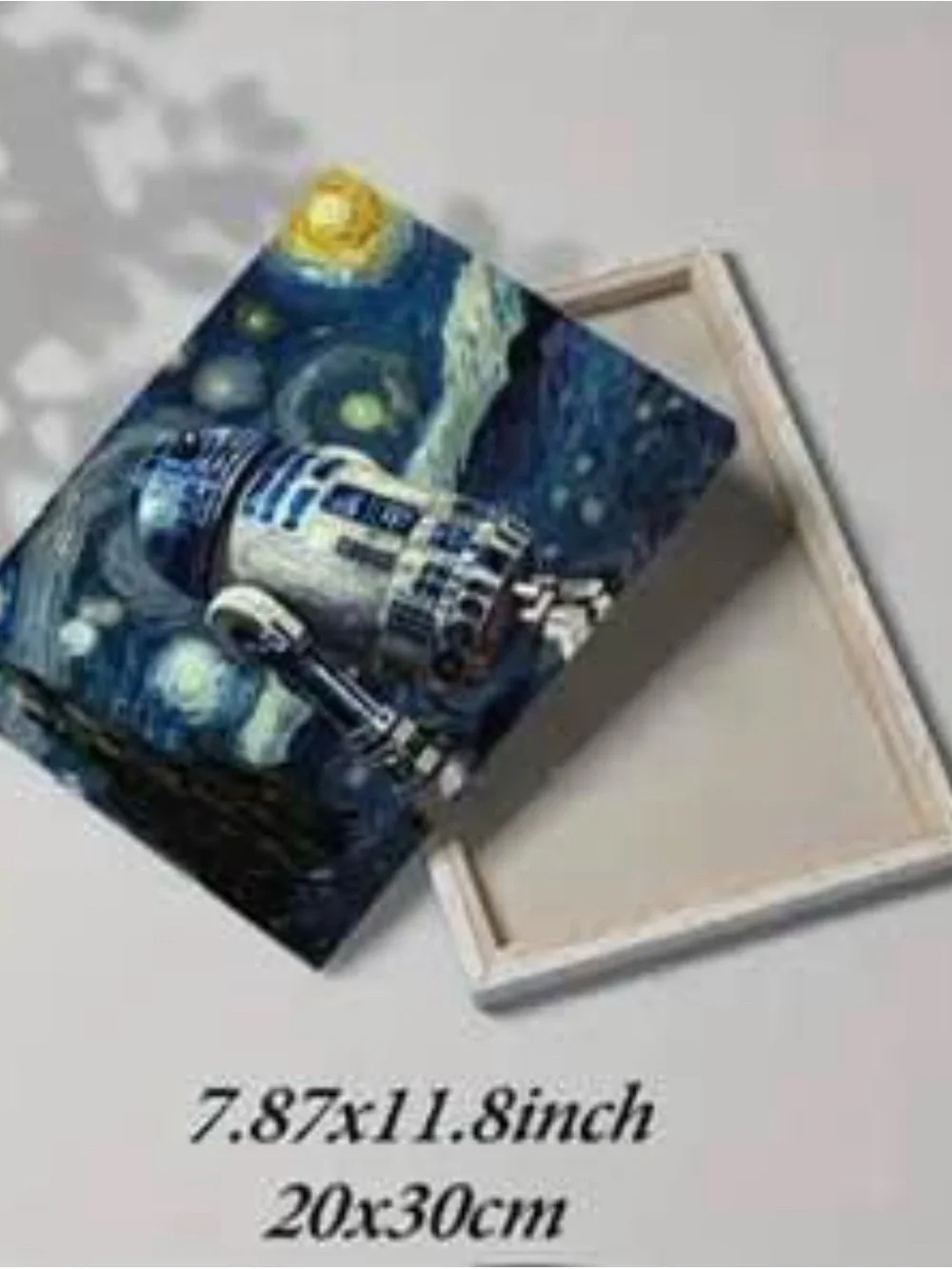 R2-D2 Starry Night Canvas Art - Blue & Yellow